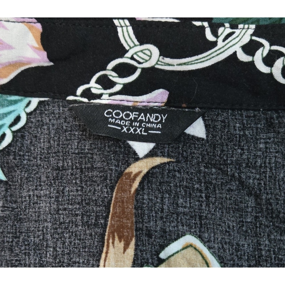 Coofandy Mens Short Sleeve Button Up Hawaiian Shirt Size 3XL Black - Picture 4 of 10